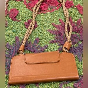 Elegant Tan Women's Wallet with Shoulder Strap nwot